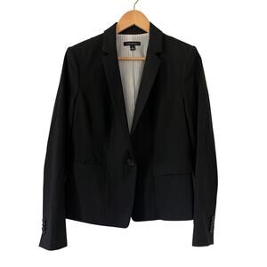 Ann Taylor One Button Blazer Women's Size 6 Black Seamless Stretch
